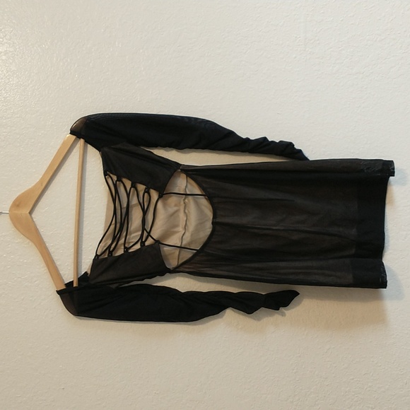 Lucy in the Sky Black Long Sleeve Strappy Back Bodycon Dress Size S - Picture 3 of 8